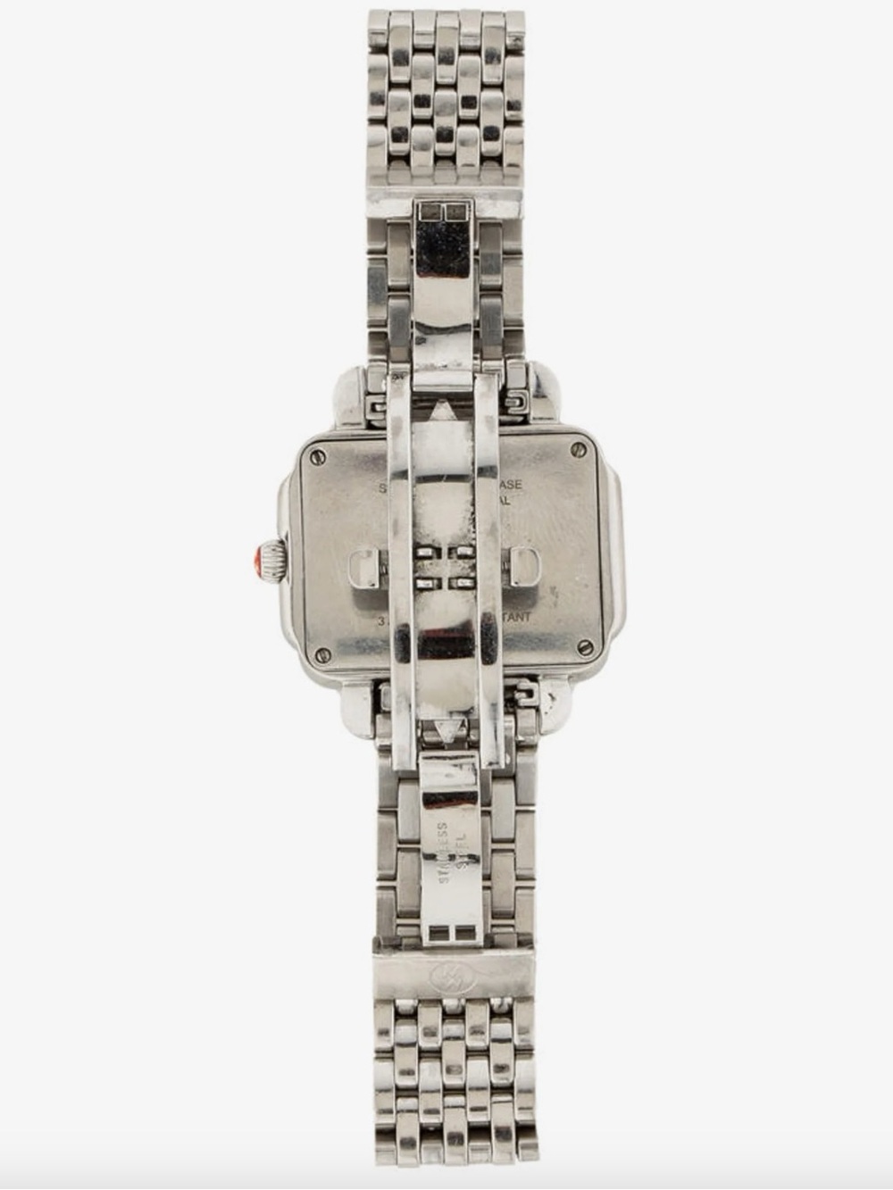 Michele Silver Stainless Steel Diamond-Accent Square Dial Watch - Picture 6 of 10